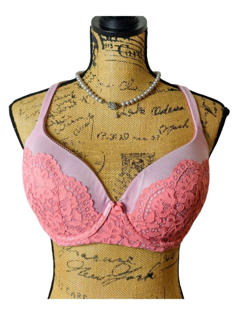 Victorias Secret 36DD Body By Victoria Demi Pink Lace Bra Underwire Multi-way